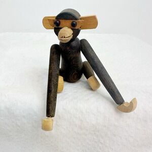 Vintage Kay Bojesen Style Wooden Monkey MCM 1960's‎ Articulated Hangs
